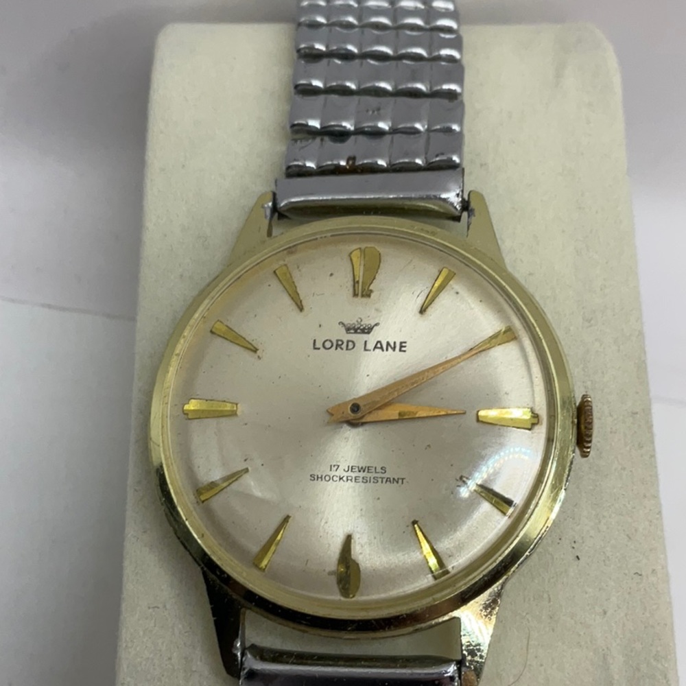 Vintage Swiss Watch LORD LANE 17j Manual Wind,Date/Just, RUNS